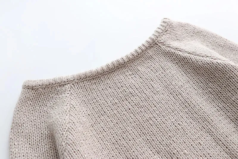 Boho Vintage Oversized Sweater Knitwear Tops Off the Shoulder Large Knit Sweater