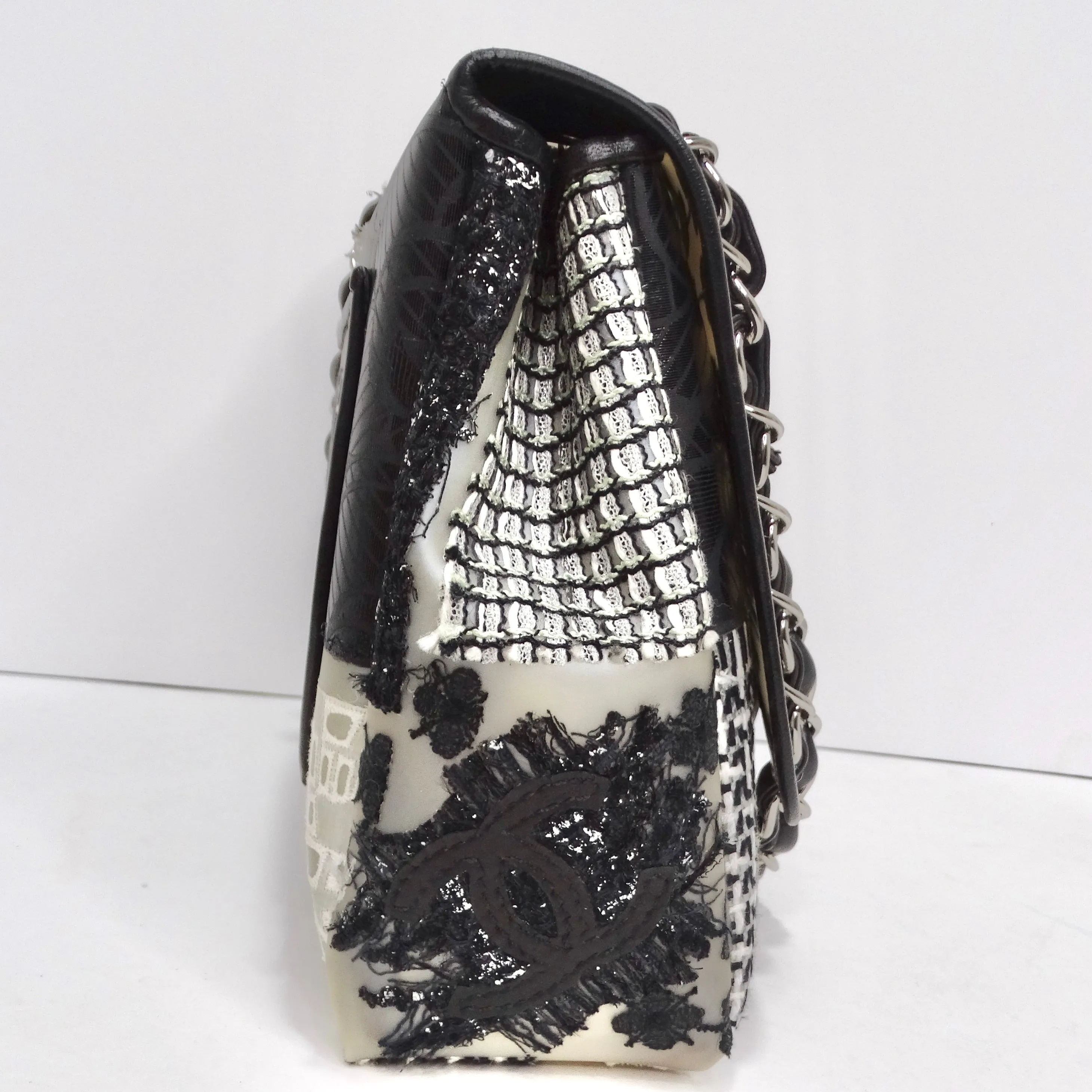 Chanel Patchwork Tweed PVC Classic Single Flap Handbag